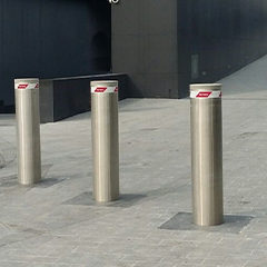 removable bollards positioned in front of a research centre to allow access to be opened occasionally