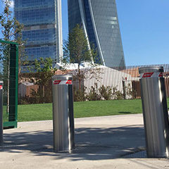 removable bollards installed in a residential center of safeguard the safety of residents