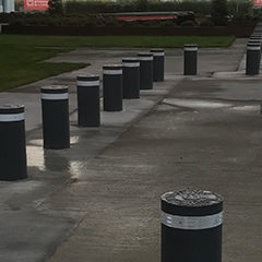 photo of removables bollards positioned to protect access points from possible attacks