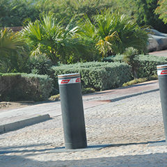 photo semiautomatic bollards installed in a palace to make it safe from possible attacks