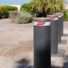 high security bollards image positioned to delimit a sensitive area subject to possible attacks