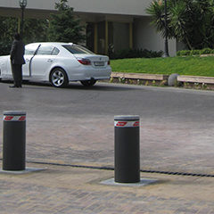 image of fixed bollards installed in a hotel to make the area more protected from possible attacks