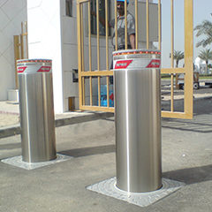 photo of electromechanical bollards installed as protection at the entrance of the religious place