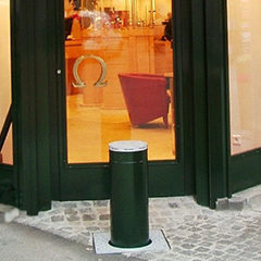 removable bollard placed in a jewelry store to protect against possible robberies